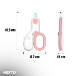Cleste unghii cu LED pentru pisici/caini mici NEXTLY, 2 trepte de iluminare, maner ergonomic, lame curbate, functionare cu baterie, ABS si otel inoxidabil, 10.5x6.2cm, alb-roz - imagine 8