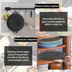 Plita japoneza NEXTLY, antiaderenta, usor de curatat, gatire directa pe aragaz/plita cu inductie/gratar, diametru 38cm, negru - imagine 4
