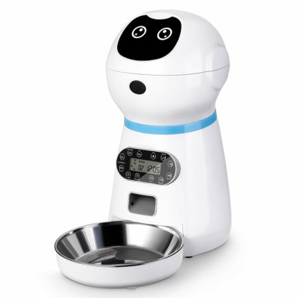 Dispenser automat hrana pentru caini/pisici NEXTLY, programabil - planificare mese, temporizare si dozare, ecran LCD, inregistrare sunet, hranire manuala, alimentare cablu/baterii, bol inox, 3.5l, alb