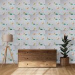 Set 10 x tapet autoadeziv 3D NEXTLY, pentru perete sau tavan, waterproof, ajustabil, adeziv puternic, usor de montat, suprafata acoperire 5.3 mp, 70x77 cm, design modern, crem-verde, cod 7373-31 - imagine 7