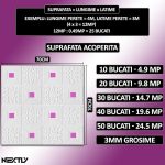 Set 30 x tapet autoadeziv 3D NEXTLY, pentru perete sau tavan, waterproof, ajustabil, adeziv puternic, usor de montat, suprafata acoperire 14.7 mp, 70x70 cm, design modern, alb-mov, cod 7373-25 - imagine 6