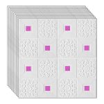 Set 50 x tapet autoadeziv 3D NEXTLY, pentru perete sau tavan, waterproof, ajustabil, adeziv puternic, usor de montat, suprafata acoperire 24.5 mp, 70x70 cm, design modern, alb-mov, cod 7373-25