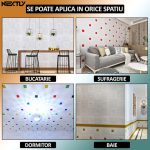 Set 10 x tapet autoadeziv 3D NEXTLY, pentru perete sau tavan, waterproof, ajustabil, adeziv puternic, usor de montat, suprafata acoperire 5.3 mp, 70x77 cm, design modern, crem-verde, cod 7373-31 - imagine 5