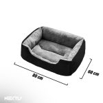 Patut caini si pisici NEXTLY, culcus din material moale si pufos, margini inalte, baza antiderapanta, umplutura din bumac PP, dreptunghiular, 80x60cm - XXL, negru-gri - imagine 9
