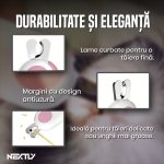 Cleste unghii cu LED pentru pisici/caini mici NEXTLY, 2 trepte de iluminare, maner ergonomic, lame curbate, functionare cu baterie, ABS si otel inoxidabil, 10.5x6.2cm, alb-roz - imagine 6