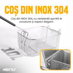 Friteuza electrica profesionala cu ulei NEXTLY, capacitate 6L, 2500W, inox, temperatura reglabila 60-200°C, argintiu - imagine 7