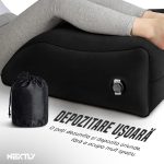 Perna gonflabila pentru picioare NEXTLY, suport pentru glezne/coapse/gambe/genunchi, inclinare 45°, material catifelat, 63x50x24, negru - imagine 9