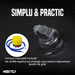 Set fotoliu gonflabil cu 2 piese NEXTLY, taburet pentru picioare inclus, rezistent la apa, utilizare interior/exterior, material moale, catifelat, pompa manuala inclusa, negru-mov - imagine 8