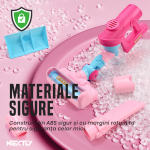 Set aspirator de jucarie pentru copii NEXTLY, 4 moduri de utilizare, functie de aspirare reala, 3 capete interschimbabile, recipient praf, lumini si muzica, boxa incorporata, functionare cu baterii, materiale sigure si calitative, 76cm, 3 ani+, roz - imagine 7