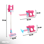 Set aspirator de jucarie pentru copii NEXTLY, 4 moduri de utilizare, functie de aspirare reala, 3 capete interschimbabile, recipient praf, lumini si muzica, boxa incorporata, functionare cu baterii, materiale sigure si calitative, 76cm, 3 ani+, roz - imagine 8