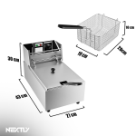 Friteuza electrica profesionala cu ulei NEXTLY, capacitate 6L, 2500W, inox, temperatura reglabila 60-200°C, argintiu - imagine 10
