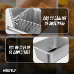 Friteuza electrica profesionala cu ulei NEXTLY, capacitate 6L, 2500W, inox, temperatura reglabila 60-200°C, argintiu - imagine 8