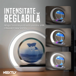 Lampa LED cu nisip miscator si incarcare wireless 15W NEXTLY, tip clepsidra, 3 tipuri de lumina - calda/rece/neutra, intensitate lumina reglabila, touch control, incarcare USB, ABS, alb-albastru - imagine 5
