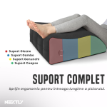 Perna gonflabila pentru picioare NEXTLY, suport pentru glezne/coapse/gambe/genunchi, inclinare 45°, material catifelat, 63x50x24, negru - imagine 5