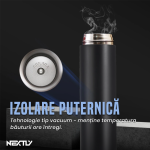 Termos cu afisaj digital temperatura NEXTLY, ecran tactil, protectie IPX7, izolare puternica, filtru ceai, otel inoxidabil, 500ml, 22.5x6.5cm, albastru - imagine 7