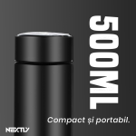 Termos cu afisaj digital temperatura NEXTLY, ecran tactil, protectie IPX7, izolare puternica, filtru ceai, otel inoxidabil, 500ml, 22.5x6.5cm, albastru - imagine 4
