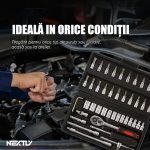 Trusa de scule cu 46 piese NEXTLY, surubelnita, clichet, tubulare, biti, torx, imbus, prelungitor, negru - imagine 4