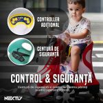 Scuter electric pentru copii 3-6 ani NEXTLY, 6V 4Ah, aparat de facut balonase si boxa cu muzica incorporate, greutate maxim 30kg, 3.5-5.5 km/h, telecomanda pentru control inclusa, verde - imagine 6