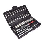 Trusa de scule cu 46 piese NEXTLY, surubelnita, clichet, tubulare, biti, torx, imbus, prelungitor, negru