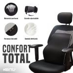 Perna lombara pentru scaun NEXTLY, spuma cu memorie, suport pentru bazin si spate, curele ajustabile, tesatura respirabila, 46x38/31cm, negru - imagine 9