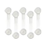 Set 5 sigurante usi pentru copii NEXTLY, sistem blocare dulapuri, sertare, mobilier, geamuri, flexibile, pentru colturi si suprafete drepte, lipire cu adeziv, plastic si silicon, 15cm lungime, transparente