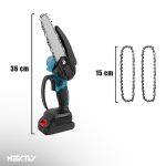 Mini fierastrau cu lant tip drujba electrica NEXTLY, 2 acumulatori 48V, 2 lanturi de 15cm incluse, buton de siguranta, aparatoare, albastru-negru - imagine 10