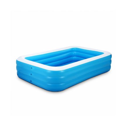 Piscina gonflabila NEXTLY, pentru exterior, 3 camere de aer independente cu valve duble, material PVC calitativ, usor de curatat si intretinut, 235x155x50cm, XL alb-albastru