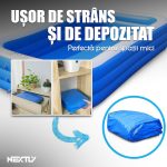 Piscina gonflabila NEXTLY, pentru exterior, 3 camere de aer independente cu valve duble, material PVC calitativ, usor de curatat si intretinut, 275x165x50cm, XXL alb-albastru - imagine 8