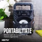Boxa bluetooth portabila NEXTLY, maner integrat, iluminare LED RGB, port USB/TF, incarcare USB, 5W, 18x11cm, negru - imagine 3