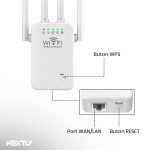 Amplificator de semnal Wi-Fi NEXTLY, 4 antene, 2, 4GHz, 300Mbs, repeater, 802.11/a/n/g/b, port LAN, conectare wps, semnal puternic, alb - imagine 6