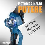Mini fierastrau cu lant tip drujba electrica NEXTLY 2 acumulatori 21V 2000mAh, afisaj procent baterie, lant de 8 inch, buton de siguranta, geanta de transport si depozitare, negru-albastru - imagine 3