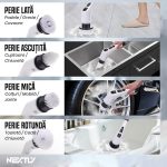 Perie electrica multifunctionala cu brat extensibil NEXTLY, 9 in 1, acumulator 1000mAh, 2 trepte de viteza, 9 capete 30-130cm, alb - imagine 7