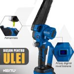 Mini fierastrau cu lant tip drujba electrica NEXTLY 2 acumulatori 21V 2000mAh, afisaj procent baterie, lant de 8 inch, buton de siguranta, geanta de transport si depozitare, negru-albastru - imagine 7