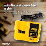 Set bormasina cu 2 acumulatori 36V, NEXTLY, trusa cu accesorii, biti, tubulare, cutter, surubelnite, prelungitoare, patent, ruleta, spirale, izolier, galben-negru - imagine 8