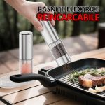 Set 2 rasnite electrice cu suport transparent NEXTLY, pentru sare, piper si alte condimente, reincarcabile, 5 trepte de macinare, iluminare LED, cablu USB Tip C, ABS/PMMA/otel inoxidabil, argintiu-transparent - imagine 2