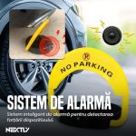 Blocator automat de parcare cu incarcare solara NEXTLY, 2 telecomenzi incluse, control de la distanta 50m, greutate maxima suportata 2 tone, alarma, incarcator priza inclus, rezistent la apa si inghet, galben-negru - imagine 5