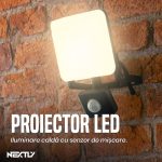 Proiector LED de exterior cu senzor de miscare NEXTLY, putere 50W, 4000lm, lumina neutra(naturala), 4000K, Clasa A, LED SMD, RA>80, 120°, setare timp, senzor, lux, negru - imagine 2