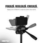 Trepied foto telescopic profesional pentru camera sau telefon, NEXTLY, inaltime reglabila 53-160cm, geanta transport, picioruse antiderapante, unghi reglabil cu boloboc, cap rotativ, negru - imagine 2