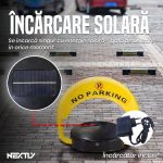 Blocator automat de parcare cu incarcare solara NEXTLY, 2 telecomenzi incluse, control de la distanta 50m, greutate maxima suportata 2 tone, alarma, incarcator priza inclus, rezistent la apa si inghet, galben-negru - imagine 4