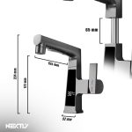 Baterie pentru chiuveta de bucatarie NEXTLY, material cupru, afisaj digital temperatura, 3 moduri de jet, mod fantana, pipa extensibila, cap cu furtun extensibil, design modern, argintiu - imagine 10