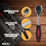 Trusa de scule cu 46 piese NEXTLY, surubelnita, clichet, tubulare, biti, torx, imbus, prelungitor, negru - imagine 5