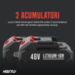 Mini fierastrau cu lant tip drujba electrica NEXTLY, 2 acumulatori 48V, 2 lanturi de 15cm incluse, buton de siguranta, aparatoare, albastru-negru - imagine 4