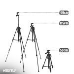Trepied foto telescopic profesional pentru camera sau telefon, NEXTLY, inaltime reglabila 53-160cm, geanta transport, picioruse antiderapante, unghi reglabil cu boloboc, cap rotativ, negru - imagine 9