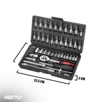 Trusa de scule cu 46 piese NEXTLY, surubelnita, clichet, tubulare, biti, torx, imbus, prelungitor, negru - imagine 8