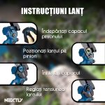 Mini fierastrau cu lant tip drujba electrica NEXTLY 2 acumulatori 21V 2000mAh, afisaj procent baterie, lant de 8 inch, buton de siguranta, geanta de transport si depozitare, negru-albastru - imagine 8