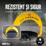 Blocator automat de parcare cu incarcare solara NEXTLY, 2 telecomenzi incluse, control de la distanta 50m, greutate maxima suportata 2 tone, alarma, incarcator priza inclus, rezistent la apa si inghet, galben-negru - imagine 6