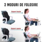 Perna lombara pentru scaun NEXTLY, spuma cu memorie, suport pentru bazin si spate, curele ajustabile, tesatura respirabila, 46x38/31cm, negru - imagine 3