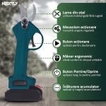 Set drujba si foarfeca electrica cu acumulatori de 48V NEXTLY, brat telescopic extensibil 105-165cm, pentru gradinarit, albastru-negru - imagine 12