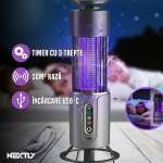 Lampa UV anti insecte, tantari si muste NEXTLY, 2 in 1, acumulator, cu functie de lampa de veghe, temporizator 2/4/6 h, suport de masa, perete si carlig de agatare, 5W, 11x28 cm, incarcare tip C, albastru-negru - imagine 6