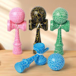 Set 5 x Kendama profesionala NEXTLY, design crapat, lemn natural, multicolor, 18x7cm - imagine 7